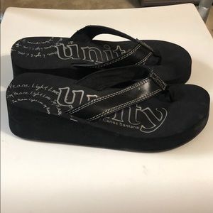 Black wedge flip flop